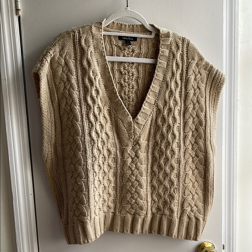 Anthropologie Women's Tan Cable Knit Sweater Vest